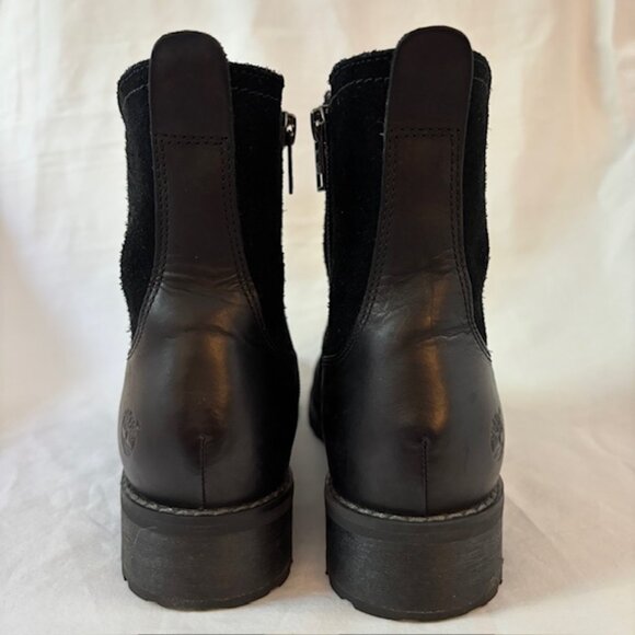 Timberland Bethel Black Suede/Leather Biker Moto Ankle Boot Women's Size 8 - Picture 7 of 13